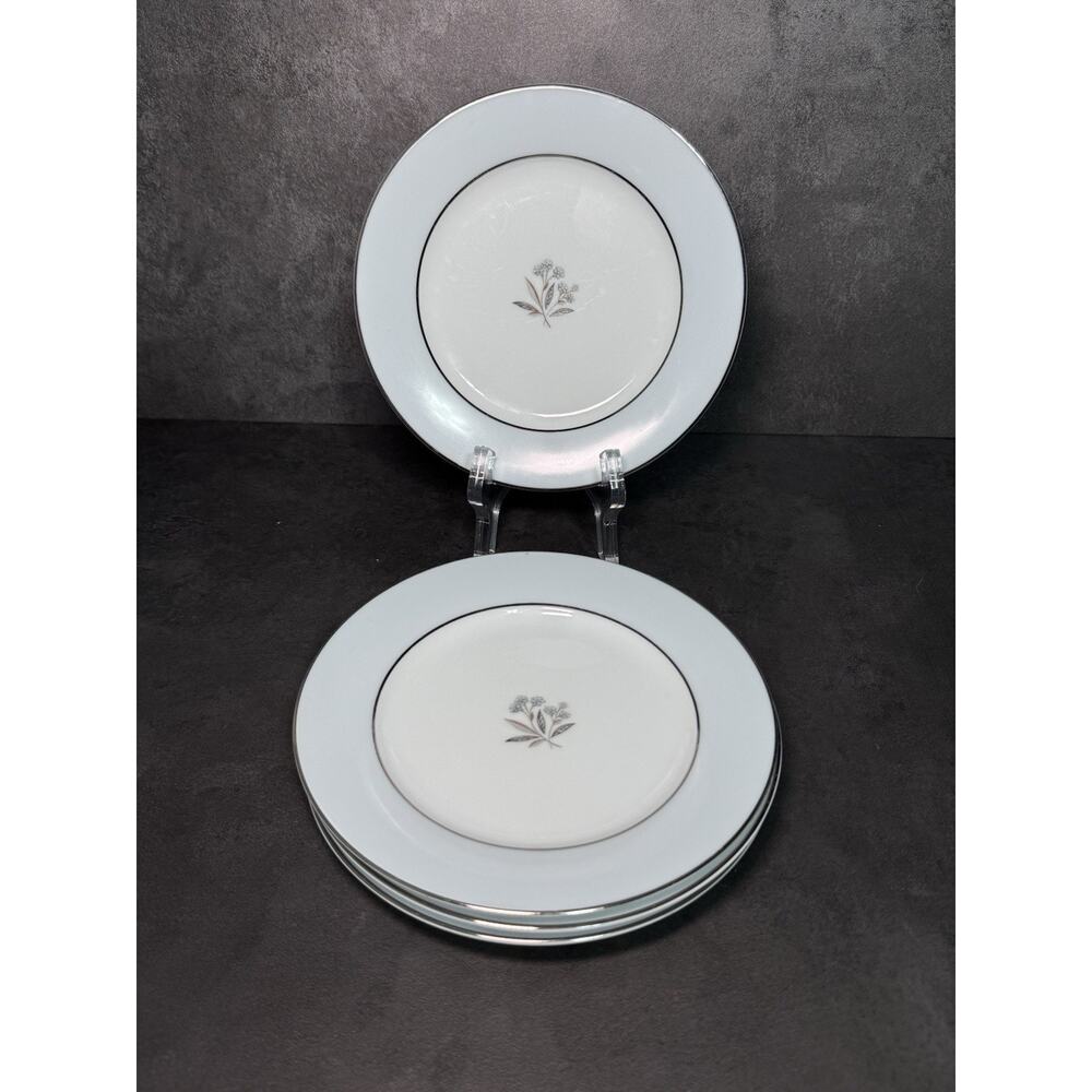 Vintage Noritake Mavis 5543 Dessert Plate 6” Platinum Trim Japan Set of 4